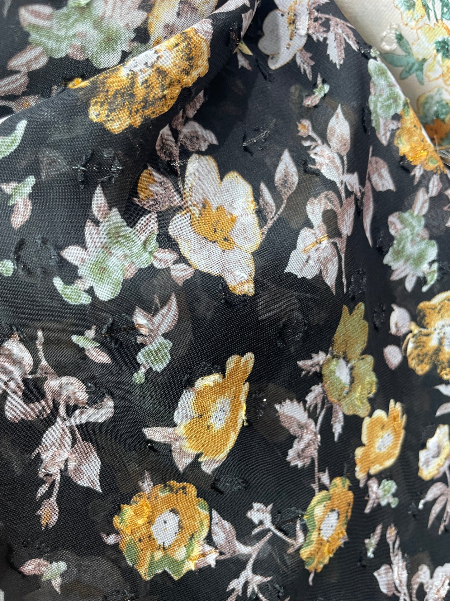 China Wholesale Print-100% Polyester Black Background Chiffon Floral Print Fabric - Natasha Fabric