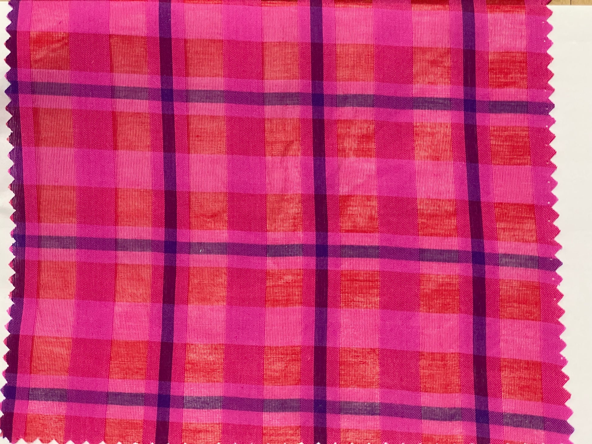 Silk Cotton Blended Check/Plaid Fabric - Natasha Fabric