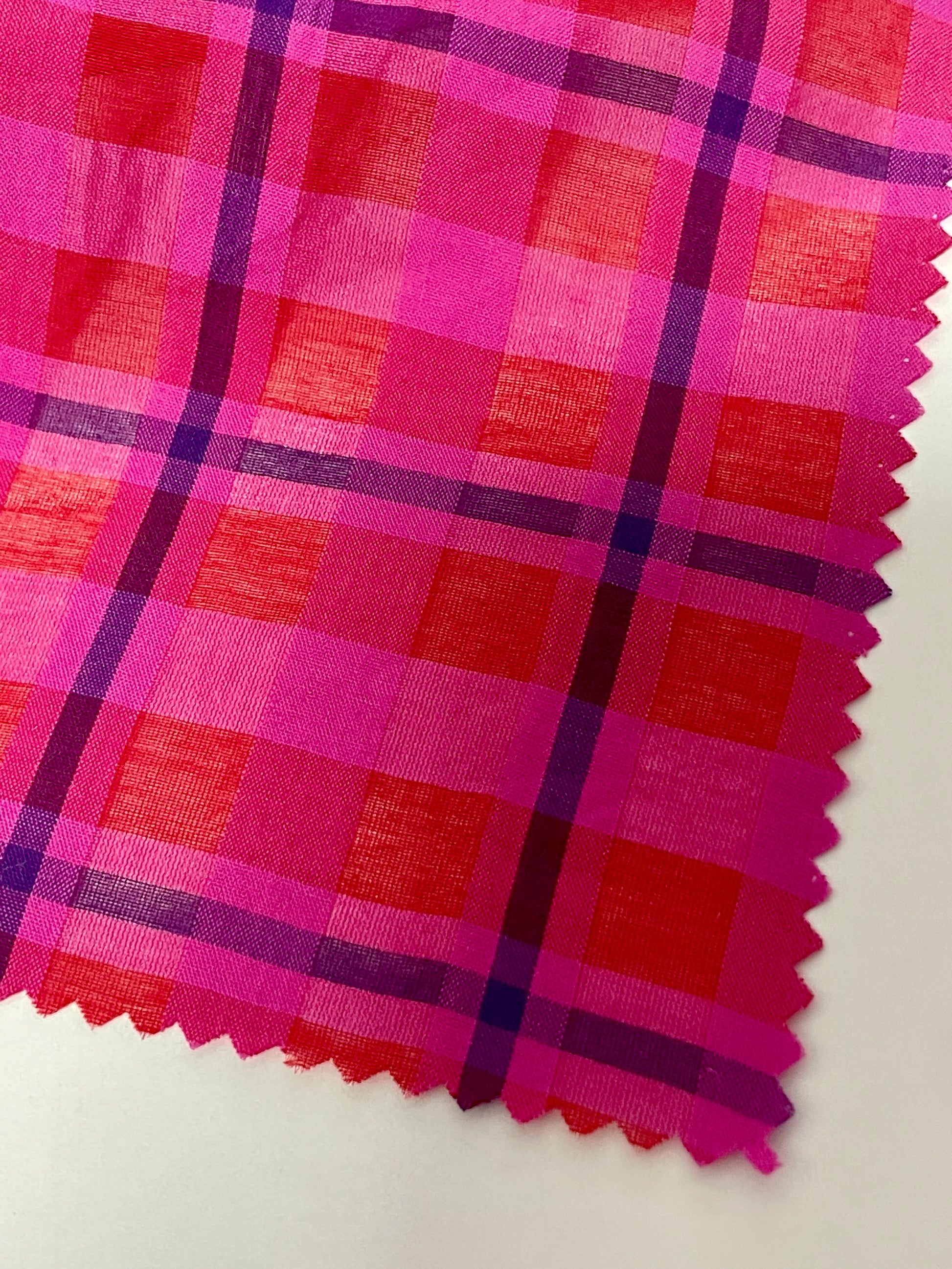 Silk Cotton Blended Check/Plaid Fabric - Natasha Fabric
