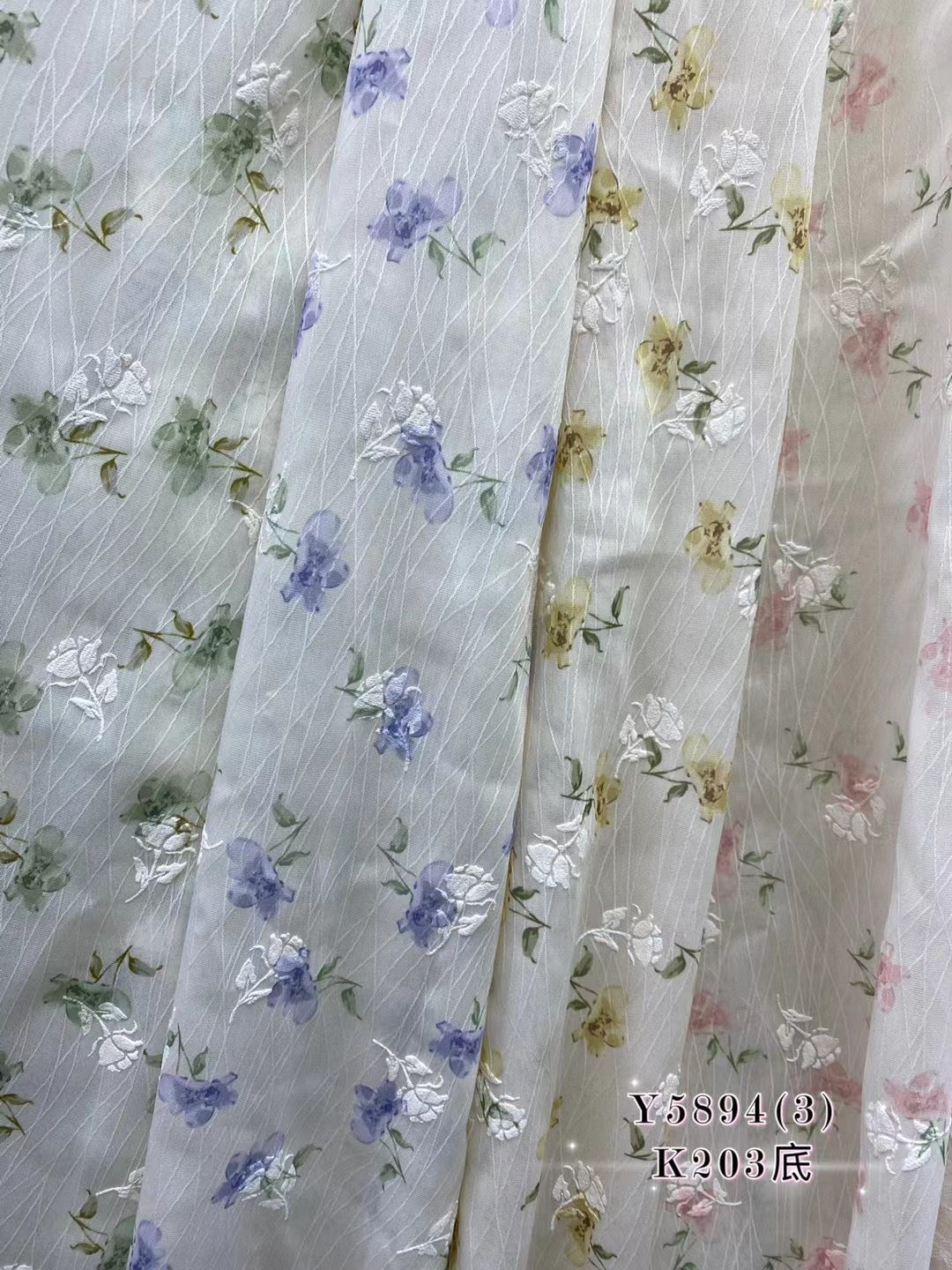Embroidery Polyester Ditsy Print Fabric - Natasha Fabric