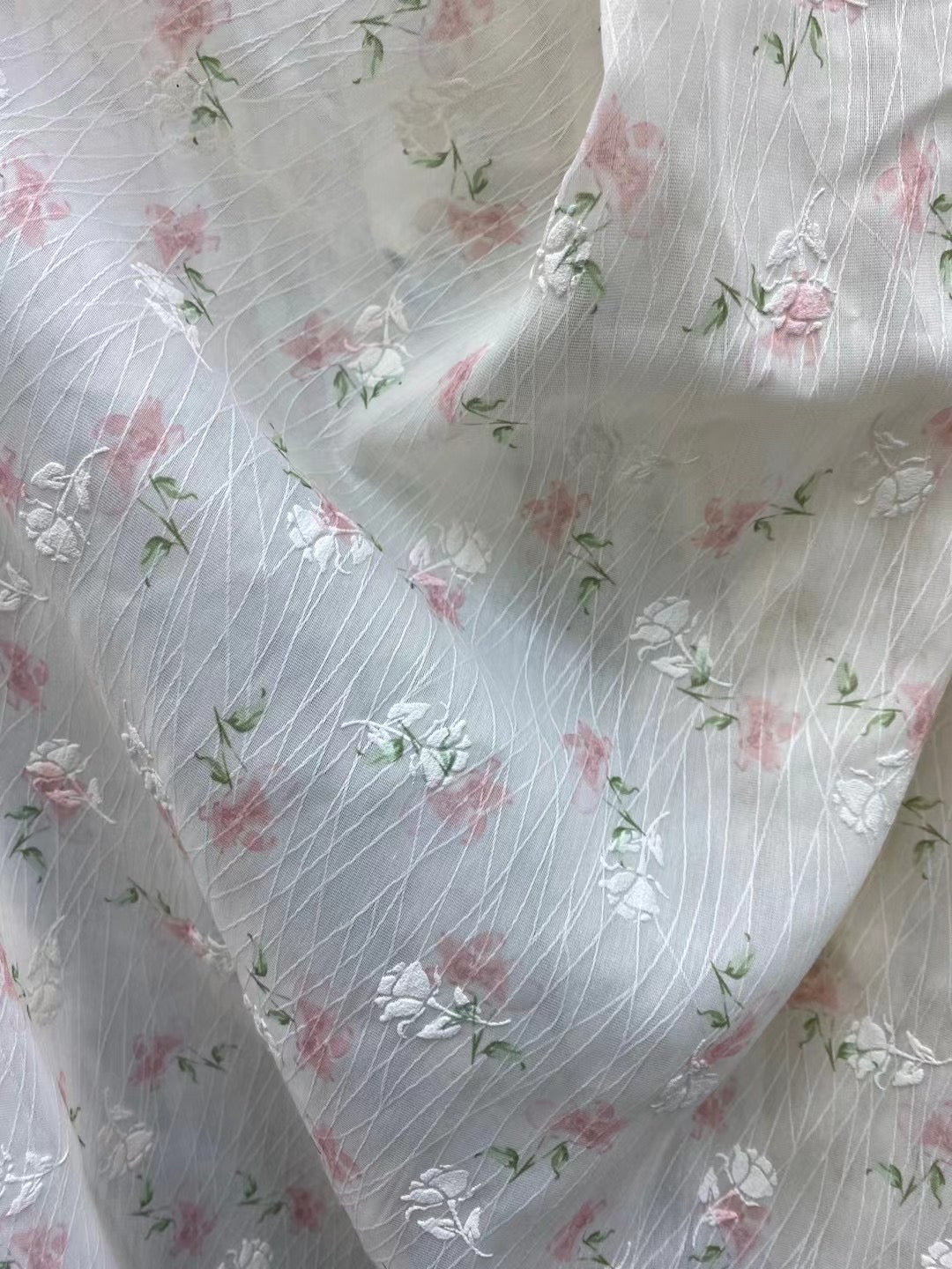 Embroidery Polyester Ditsy Print Fabric - Natasha Fabric