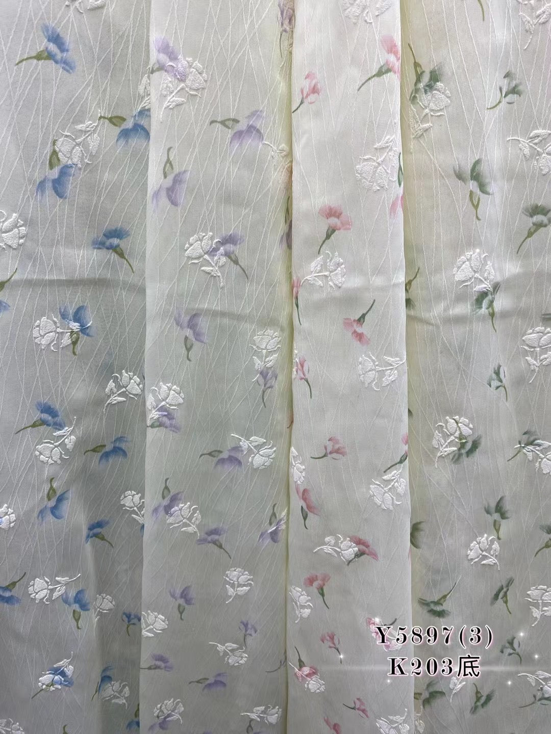 Embroidery Polyester Ditsy Print Fabric - Natasha Fabric