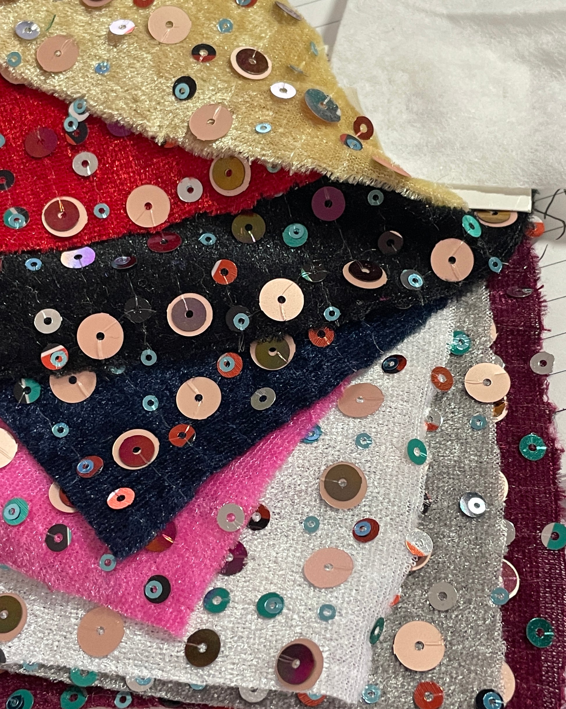 Velvet Base Knit Sequins Fabric For Dress - Natasha Fabric