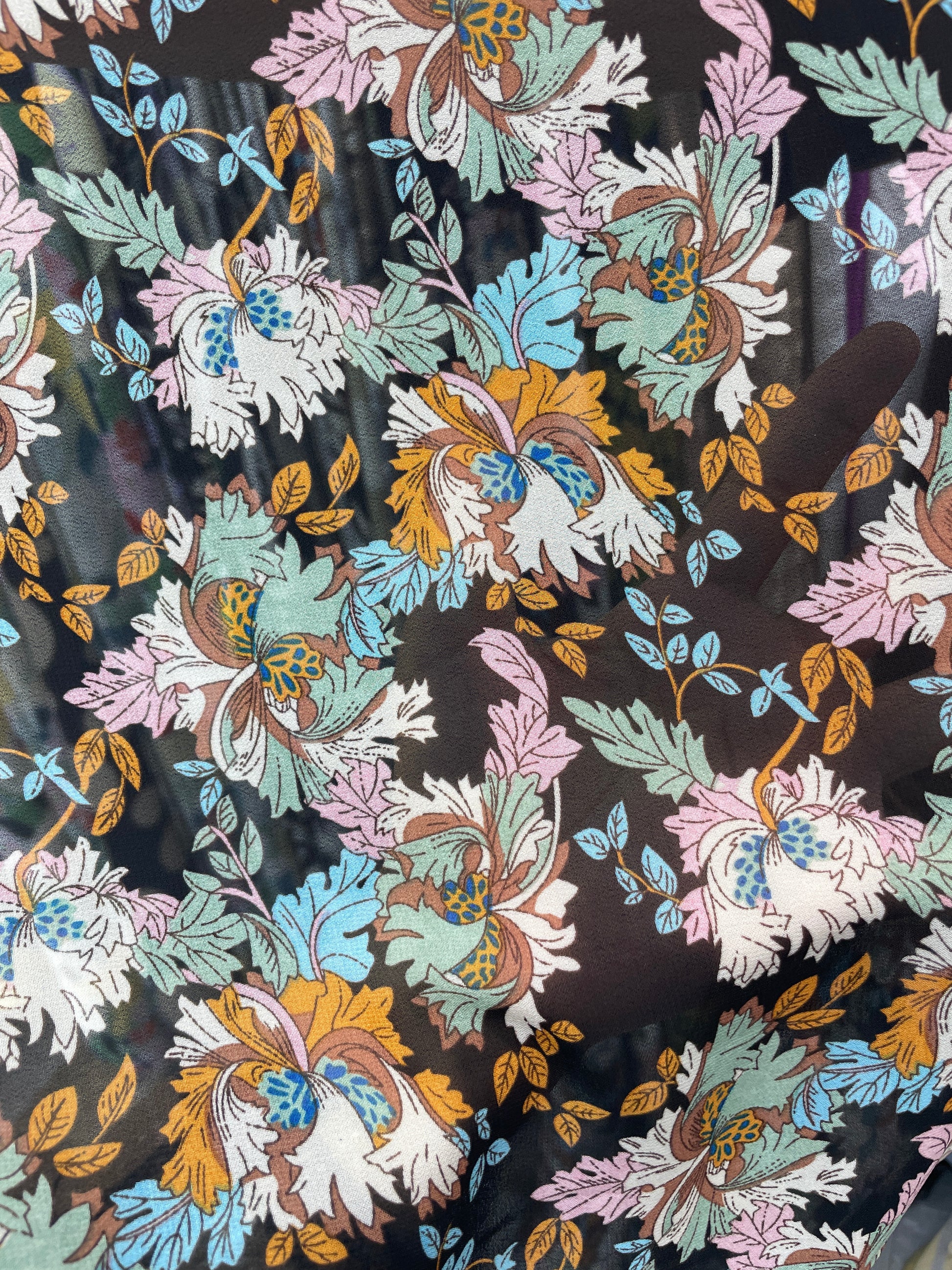 China Wholesale Print-100% Polyester Black Background Chiffon Print Fabric - Natasha Fabric