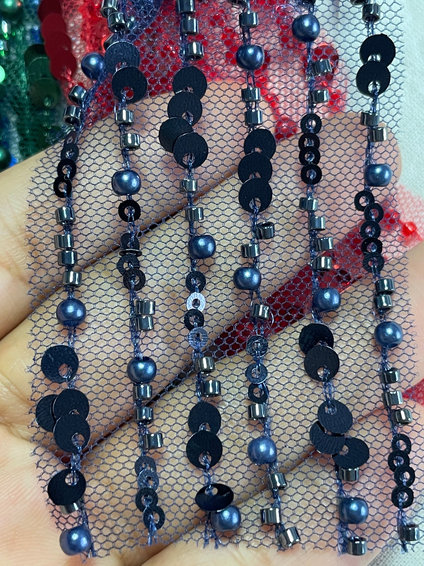 Wholesale Sequins Fabric on Sale---With Small Beads & Pearls - Natasha Fabric