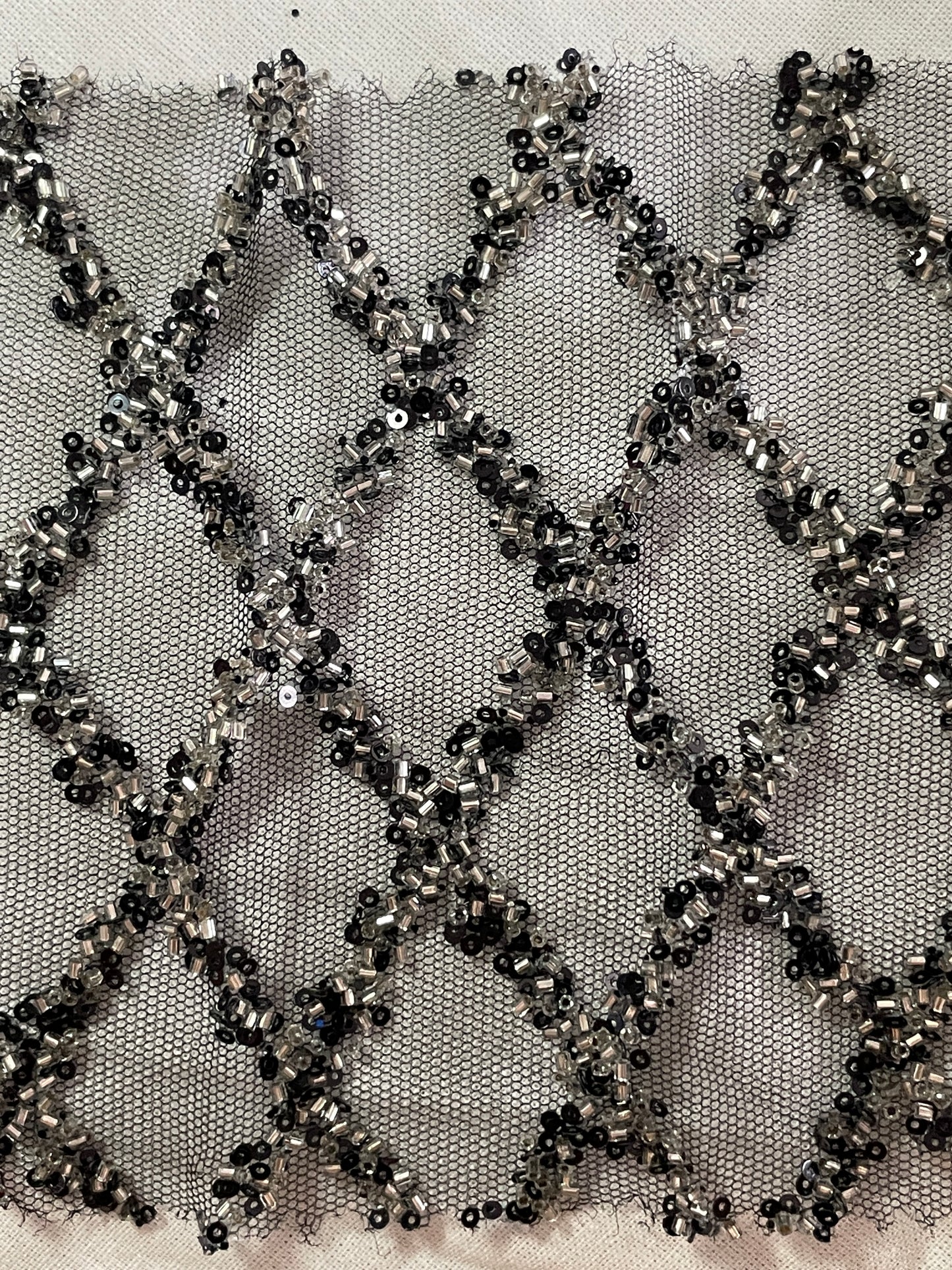 Small Sequin& Small Beads Fabric on Sale for Evening Dress--Diamond Pattern - Natasha Fabric