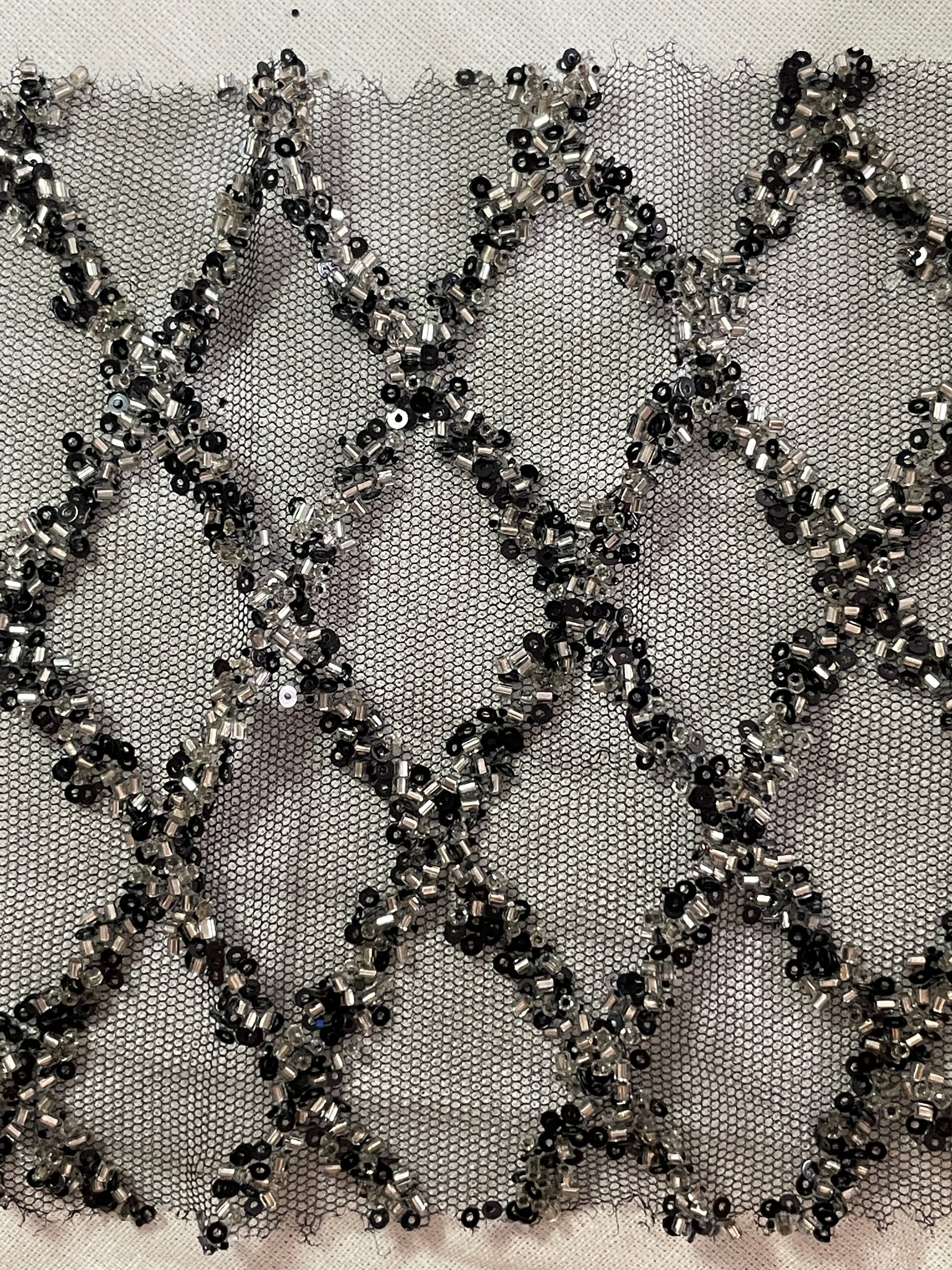 Small Sequin& Small Beads Fabric on Sale for Evening Dress--Diamond Pattern - Natasha Fabric