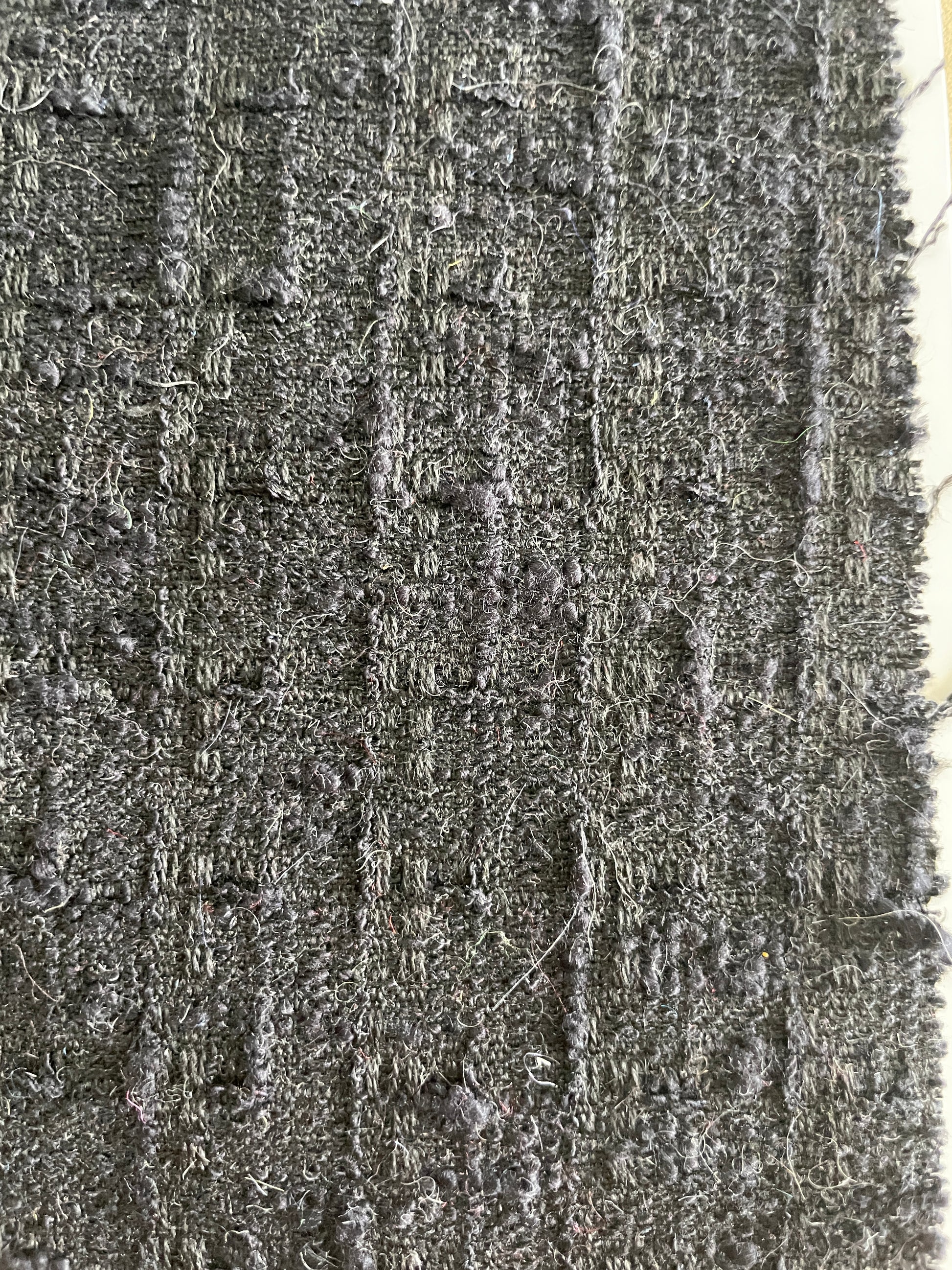 New Arrival Cotton Linen Blended Boucle/Tweed-Black Color - Natasha Fabric