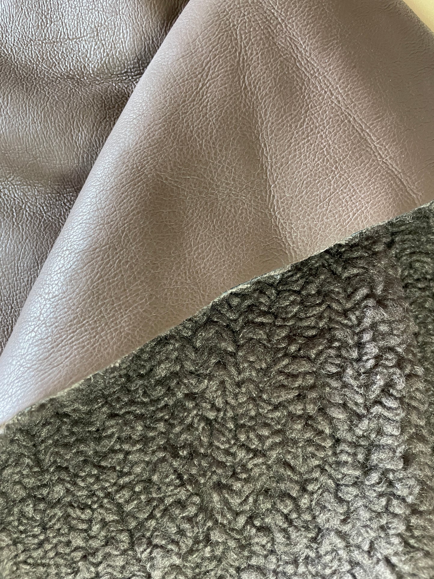 PU Leather Fabric With Fur Base For Winter Coat - Natasha Fabric