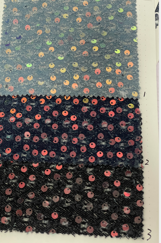 Special Woven Denim with Sequins Fabric on Sale - Natasha Fabric