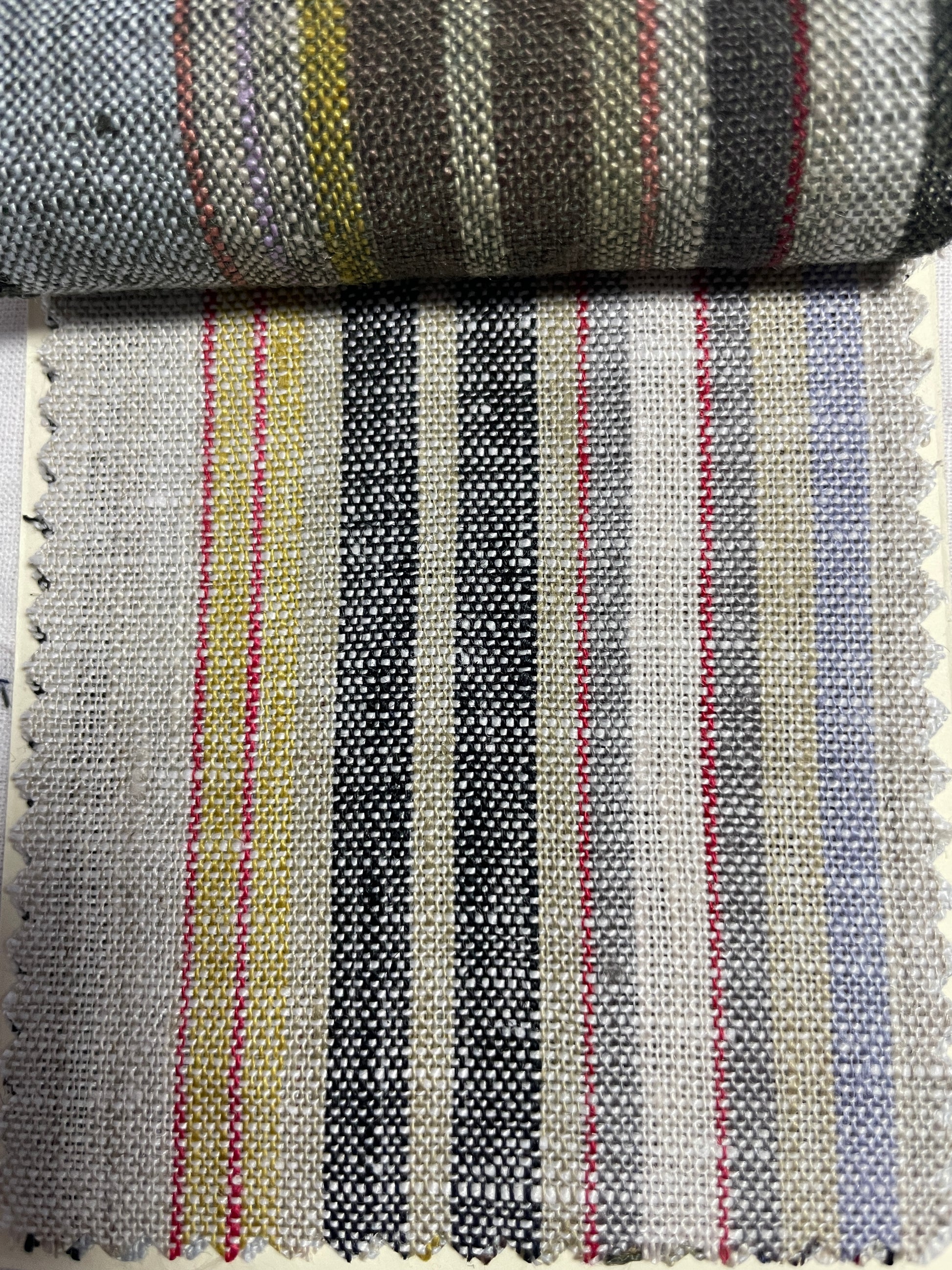 Multi-color Linen Yarn-Dyed Stripe Fabric - Natasha Fabric