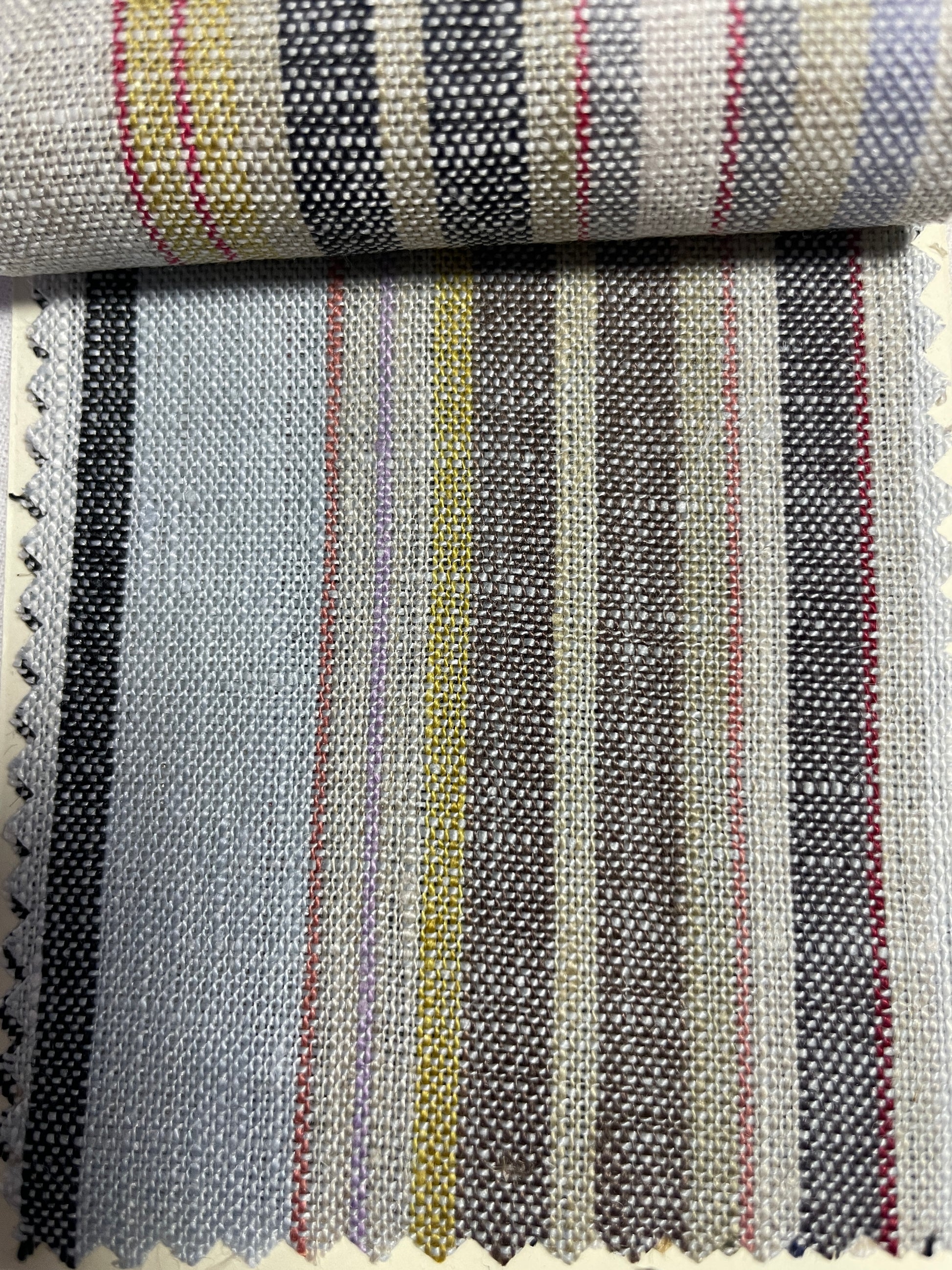 Multi-color Linen Yarn-Dyed Stripe Fabric - Natasha Fabric