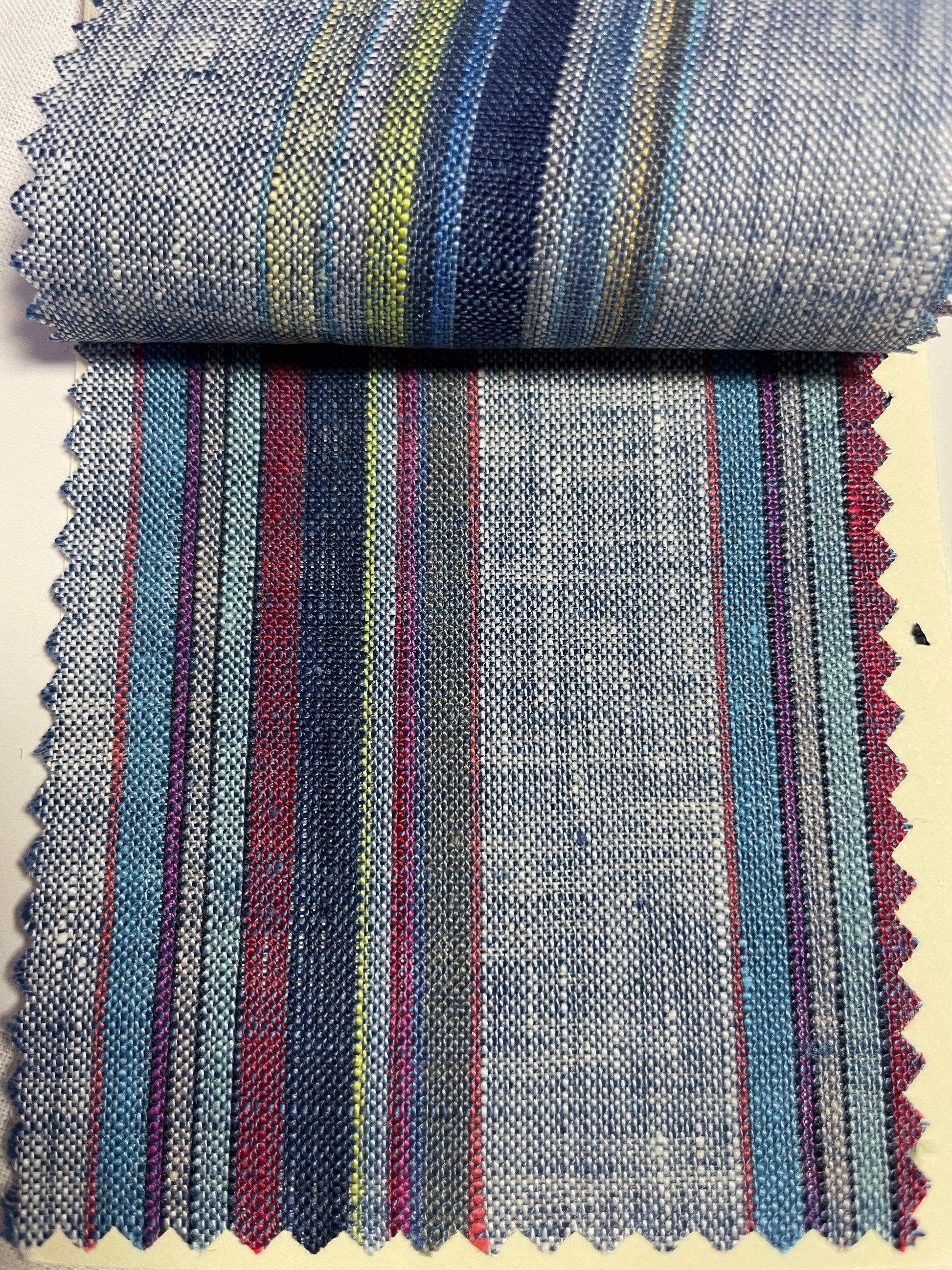 Multi-Color Yarn-Dyed Stripe Linen Fabric For Pant - Natasha Fabric