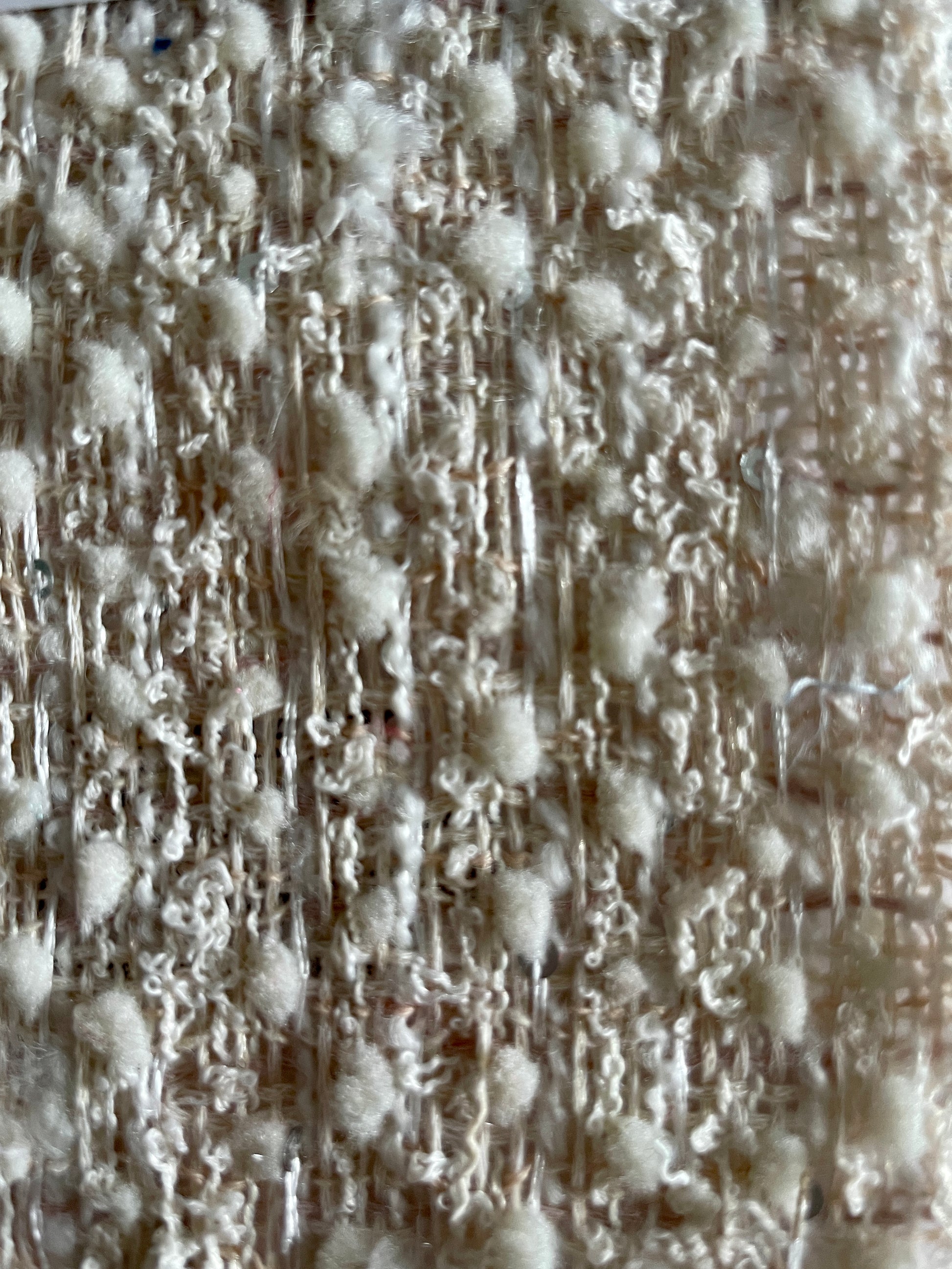 Light Pink/Ivory Tweed Fabric On Sale - Natasha Fabric