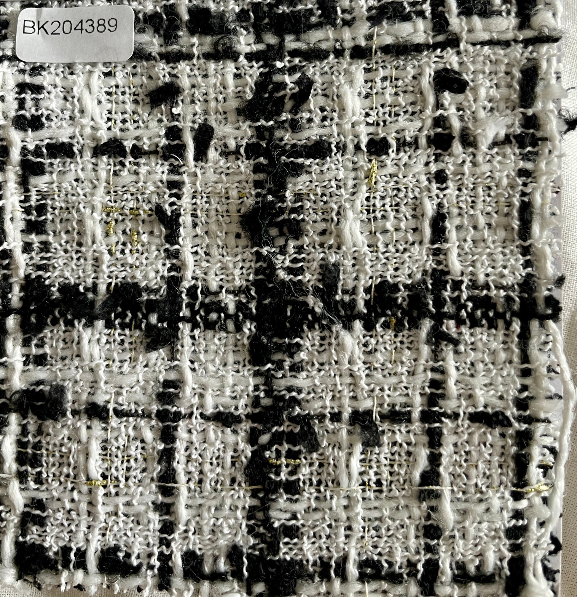 Black & White Plaid Tweed/ Boucle Fabric On Sale - Natasha Fabric
