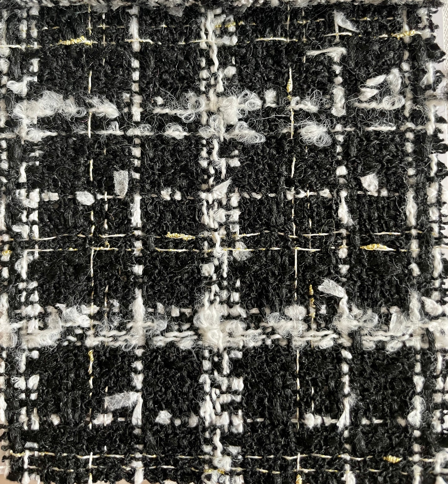Black & White Plaid Tweed/ Boucle Fabric On Sale - Natasha Fabric