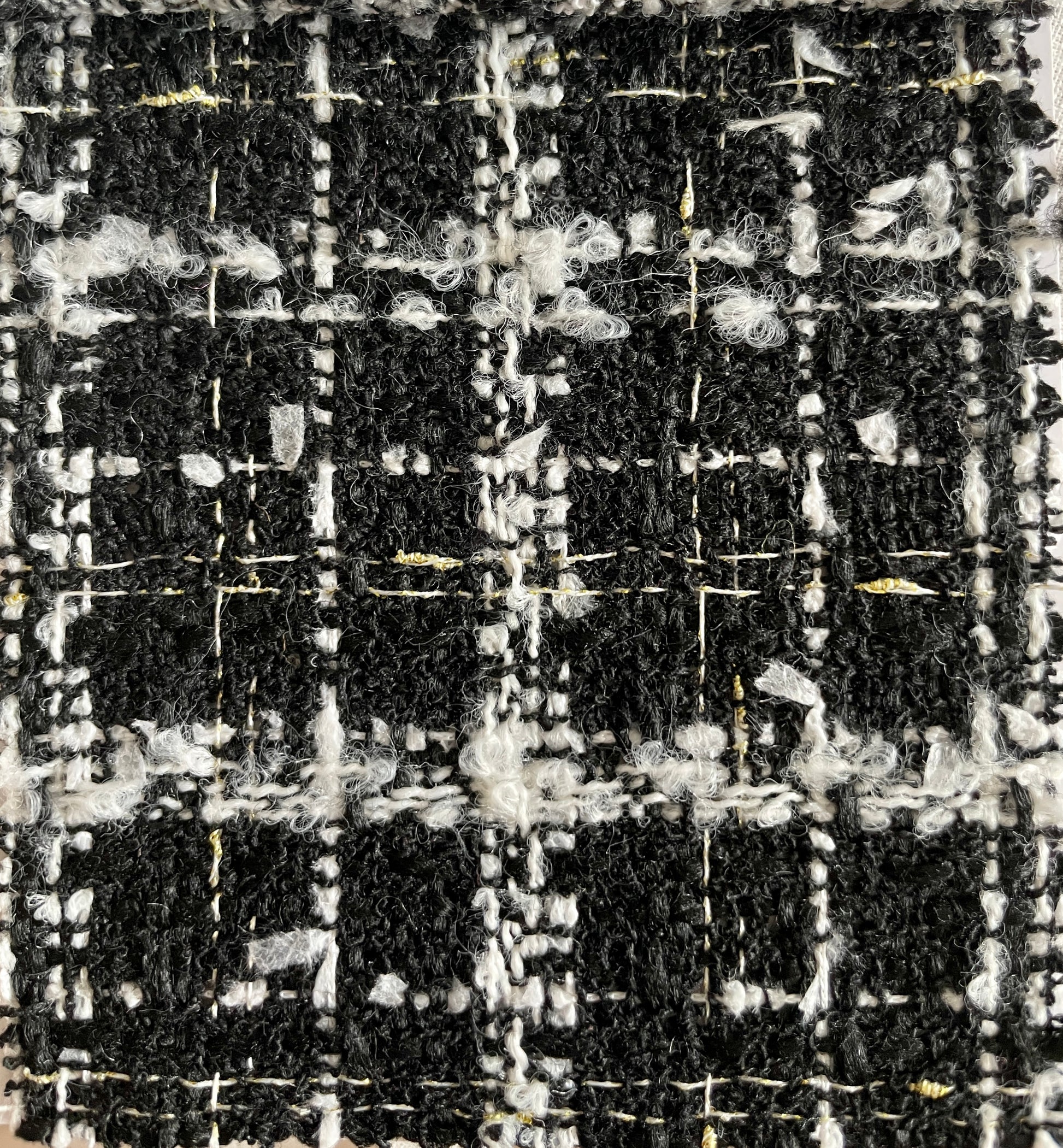Black & White Plaid Tweed/ Boucle Fabric On Sale - Natasha Fabric
