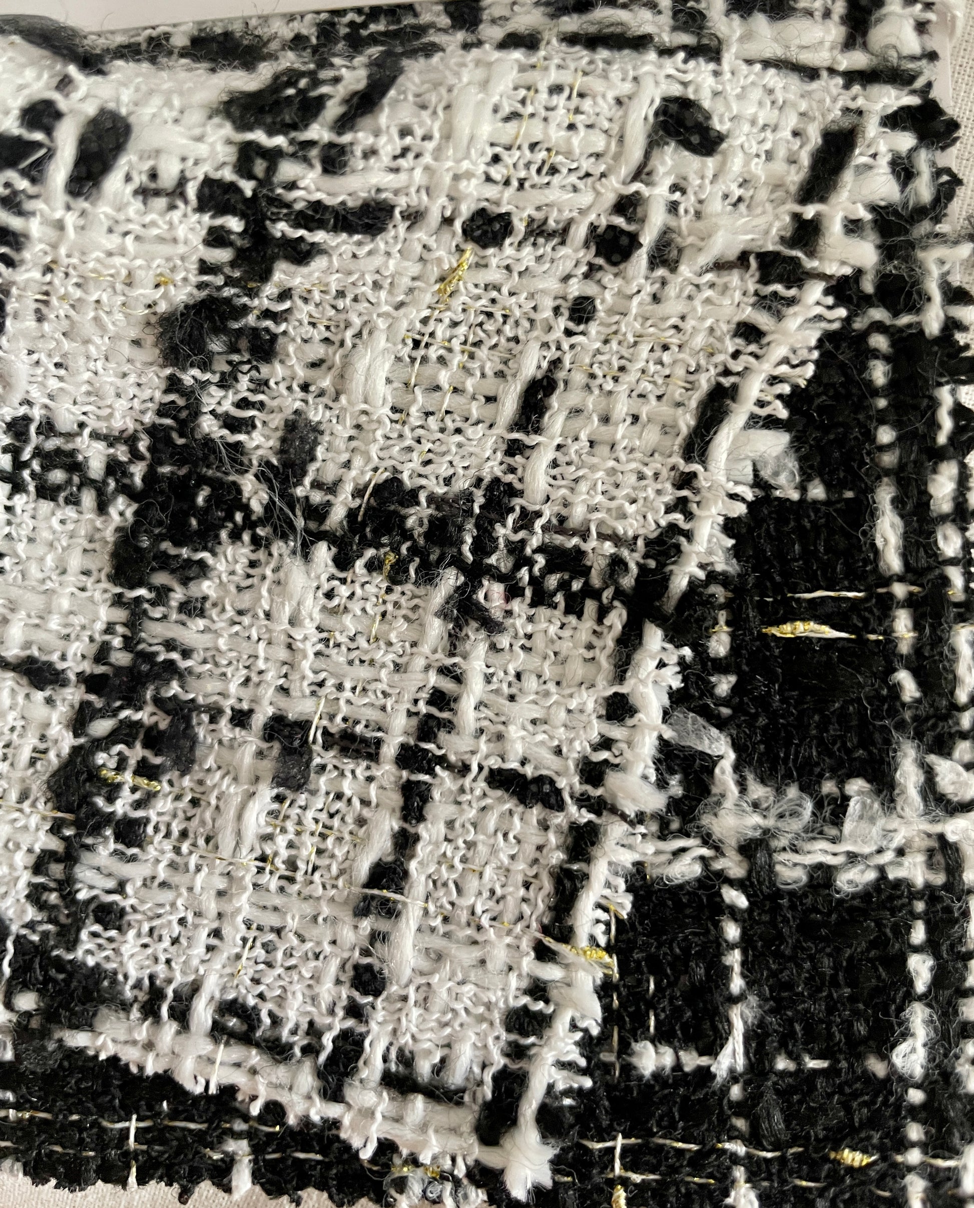 Black & White Plaid Tweed/ Boucle Fabric On Sale - Natasha Fabric