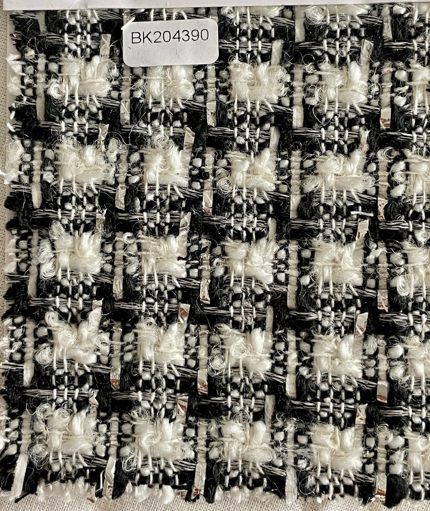 Black & White Color Tweed/ Boucle Fabric On Sale - Natasha Fabric