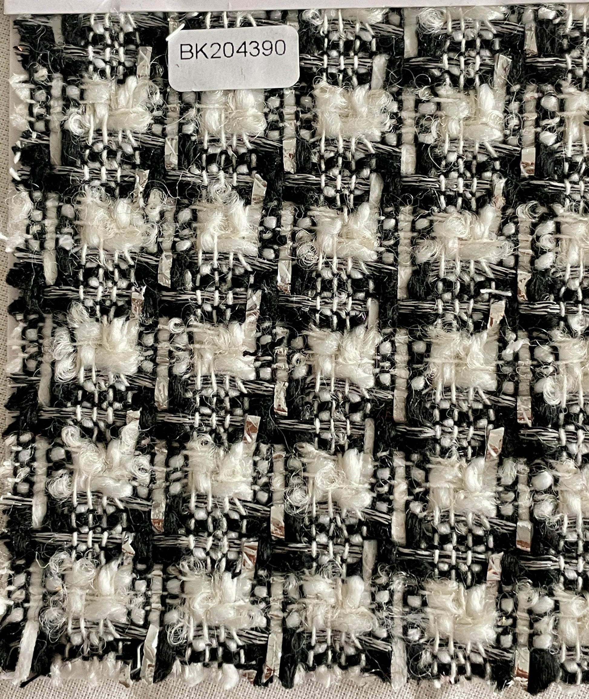 Black & White Color Tweed/ Boucle Fabric On Sale - Natasha Fabric