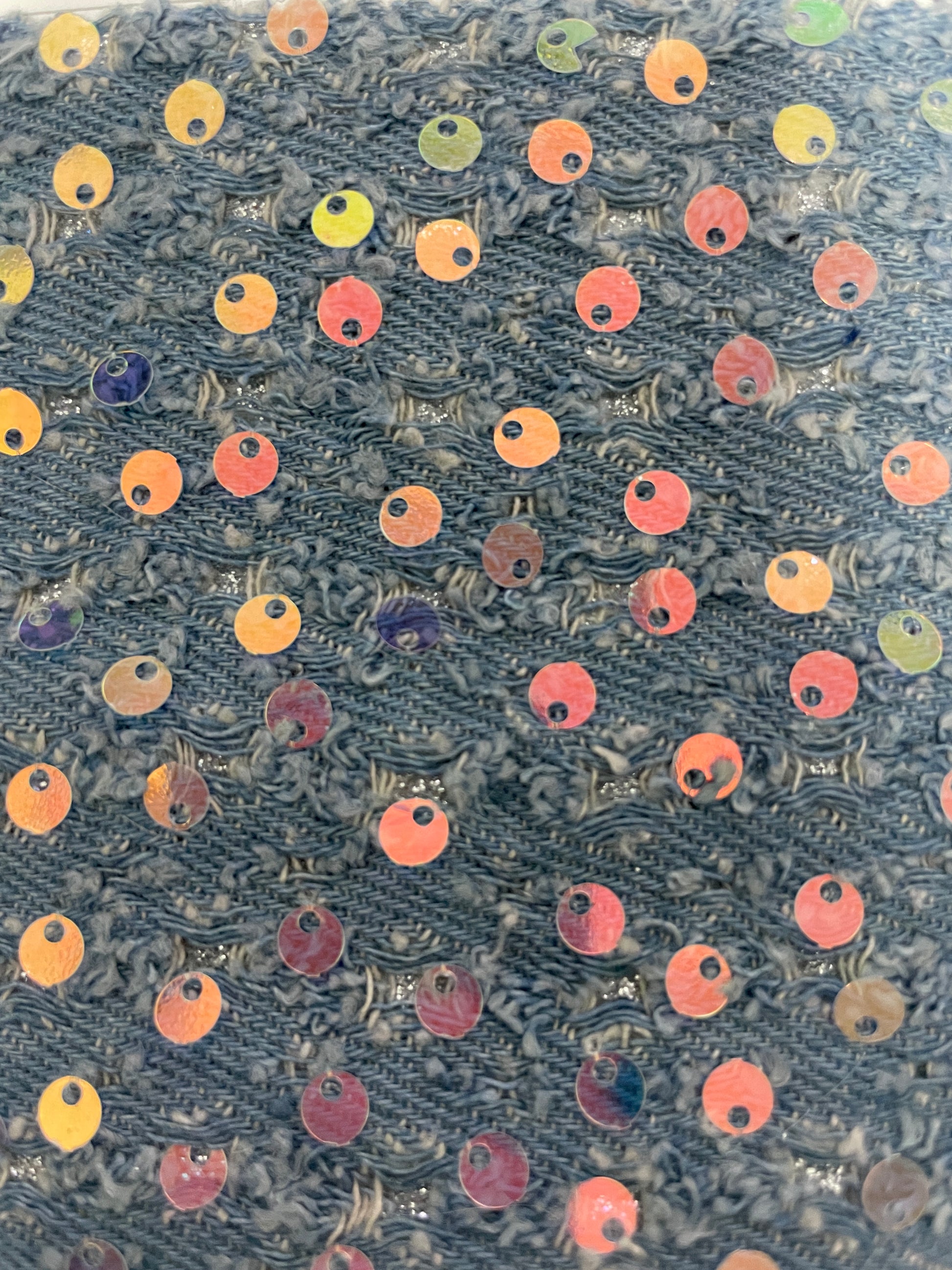 Special Woven Denim with Sequins Fabric on Sale - Natasha Fabric