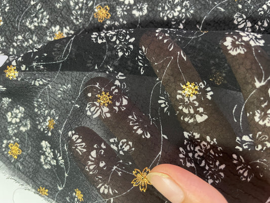 China Wholesale Print-100% Polyester Black Background Chiffon Print Fabric - Natasha Fabric