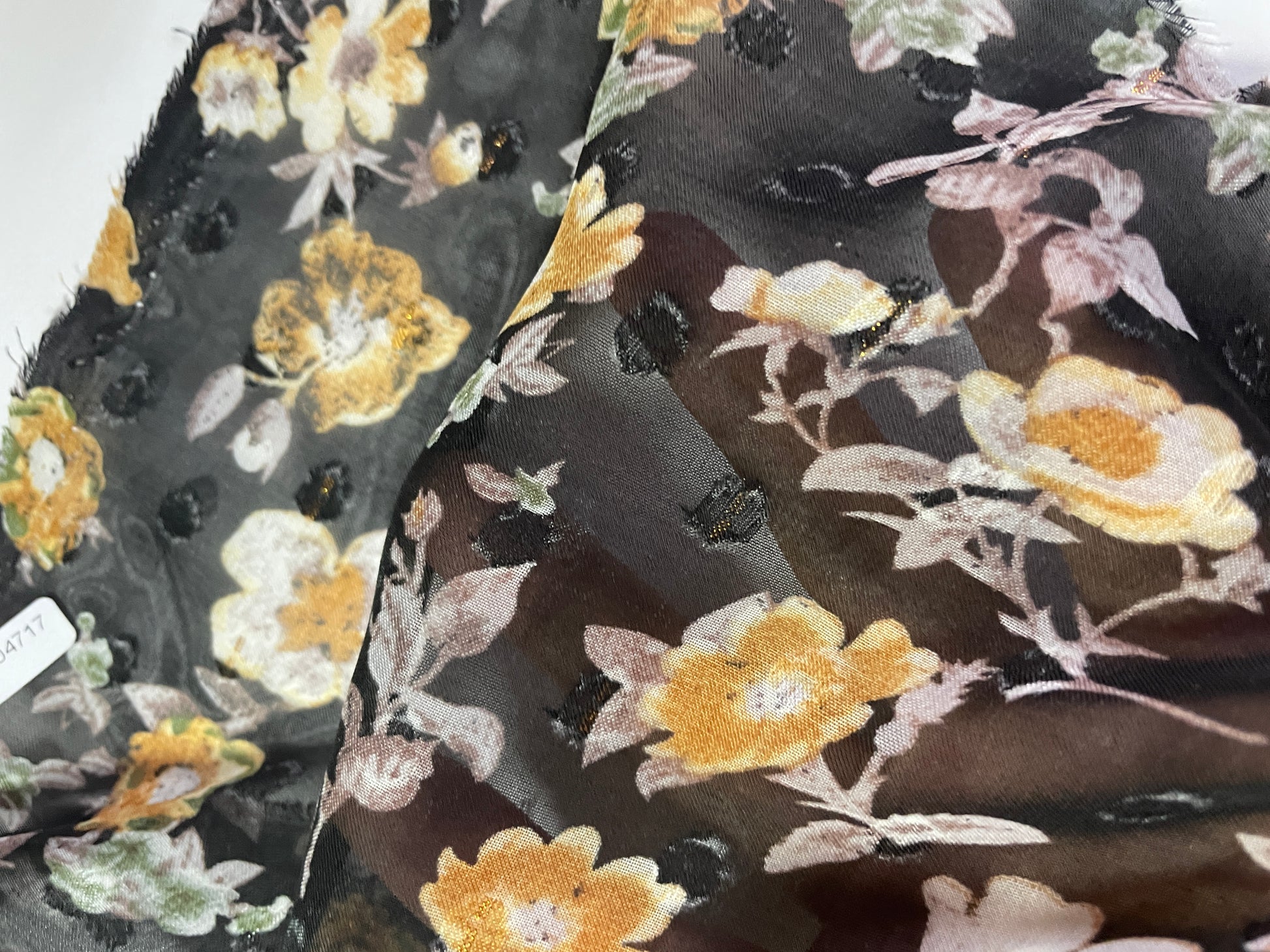 China Wholesale Print-100% Polyester Black Background Chiffon Floral Print Fabric - Natasha Fabric