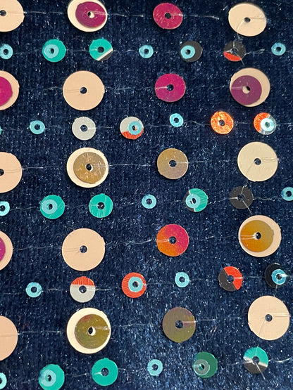 Velvet Base Knit Sequins Fabric For Dress - Natasha Fabric
