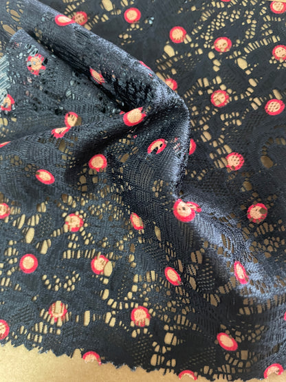 100% Polyester Lace Fabric---Dots Print Lace - Natasha Fabric