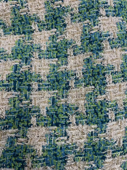 Green & White Tweed/ Boucle Fabric - Natasha Fabric