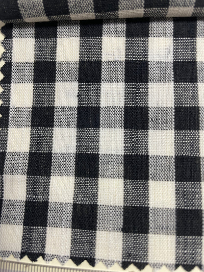 Cotton & Linen Blended Small Check Yarn-Dye Fabric - Natasha Fabric