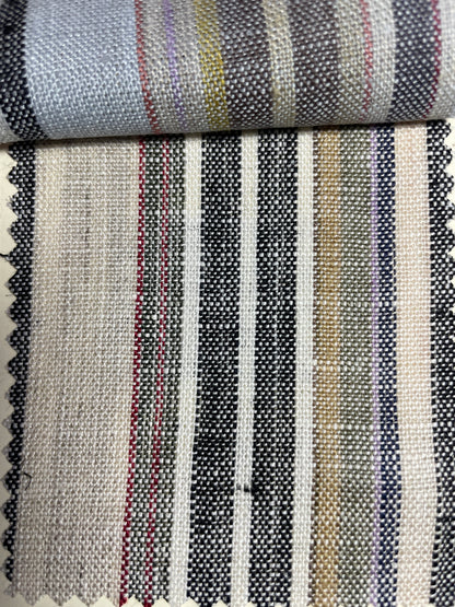 Multi-color Linen Yarn-Dyed Stripe Fabric - Natasha Fabric