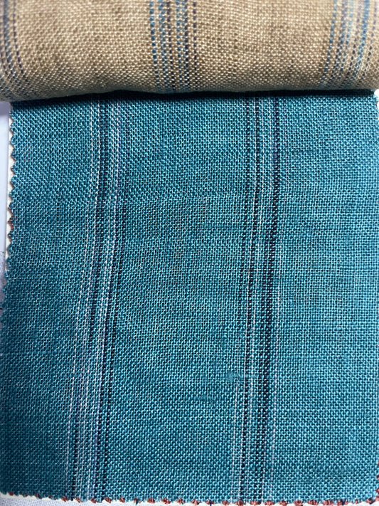 Yarn-Dyed Linen Cotton Slub Linen Fabric, Double-Sided Fine Stripe