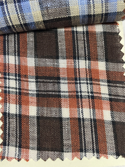 100% Linen Yarn Dyed Plaid Fabric For Dress - Natasha Fabric