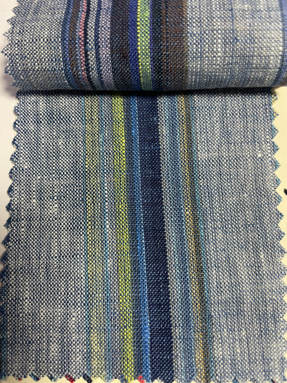 Multi-Color Yarn-Dyed Stripe Linen Fabric For Pant - Natasha Fabric