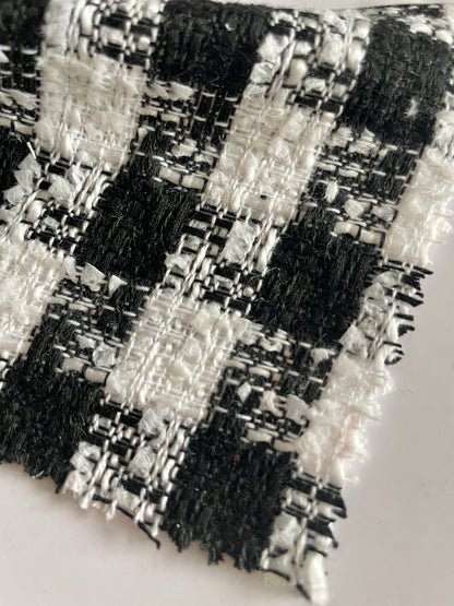 Black/White Plaid Tweed Fabric--Hot Selling Style - Natasha Fabric