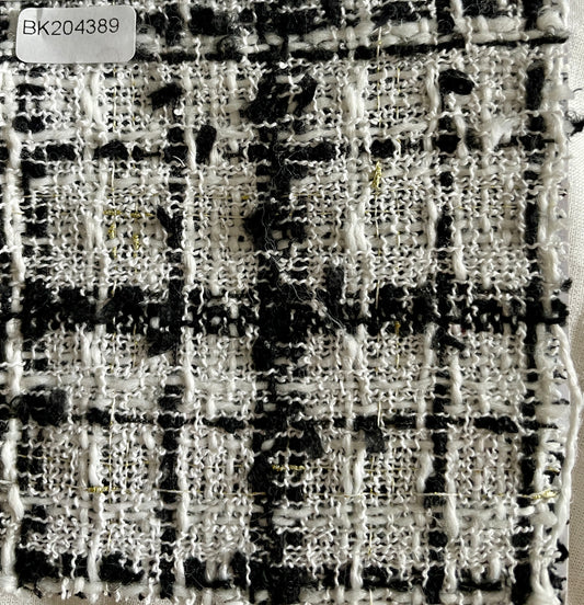 Black & White Plaid Tweed/ Boucle Fabric On Sale - Natasha Fabric
