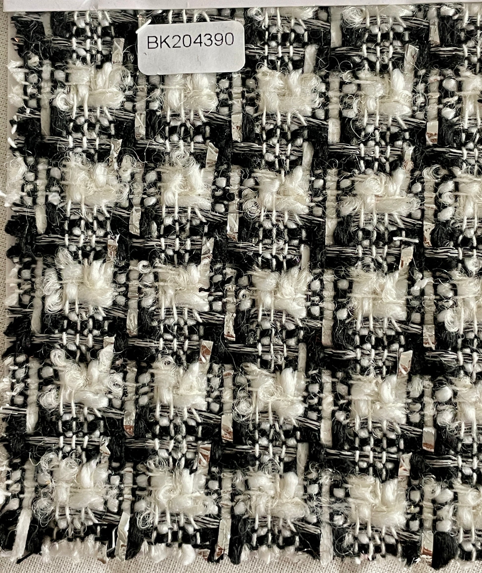 Black & White Color Tweed/ Boucle Fabric On Sale - Natasha Fabric